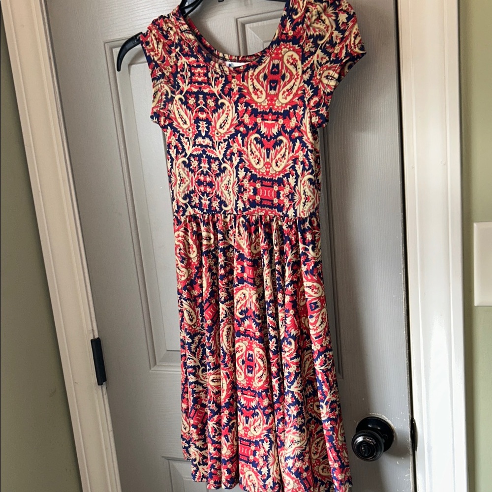 Dot Dot Smile Paisley Kids Dress - Red and Blue